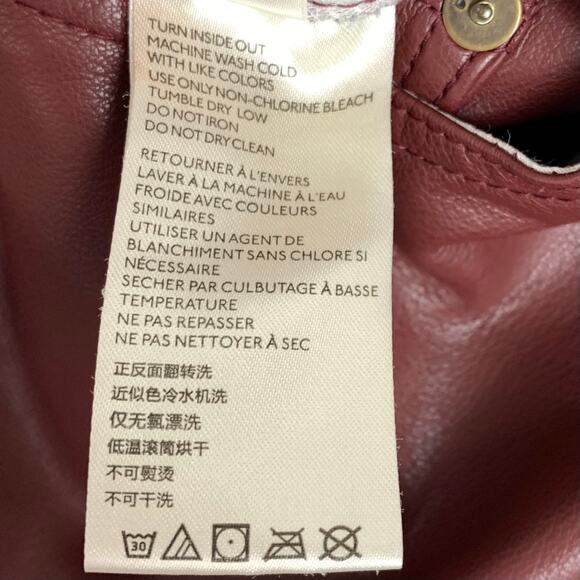 Anthropologie Pilcro The Breaker Faux Leather Pants Burgundy Red Crop Size 28 - Picture 7 of 14